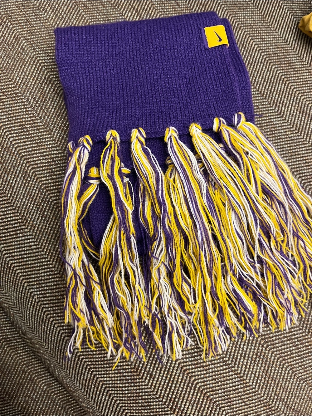 Nike LSU Purple and Yellow Fringe Knit Scarf